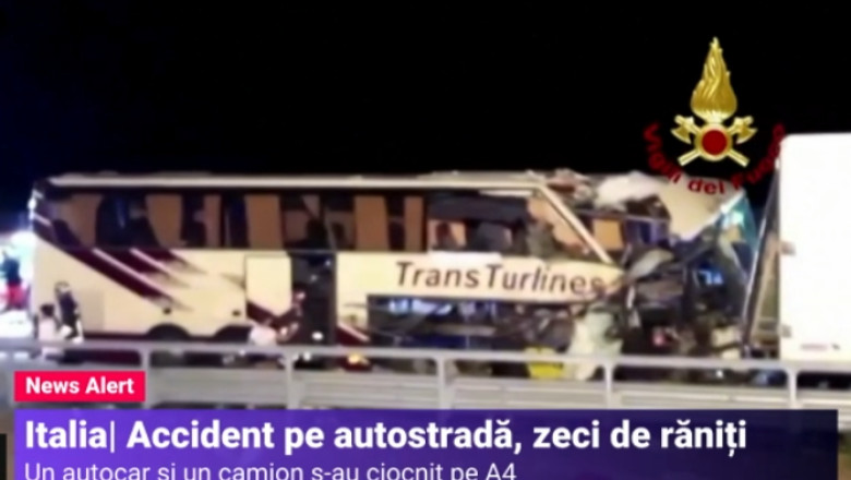 Zeci de raniti in Italia, dupa ce un autocar a lovit un camion pe o autostrada Imagine