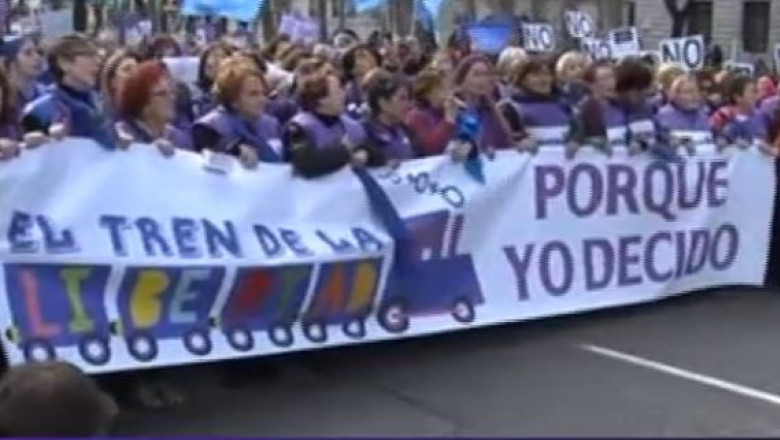 Zecii de mii de spanioli au protestat fata de un proiect de lege care interzice avortul la cerere Imagine