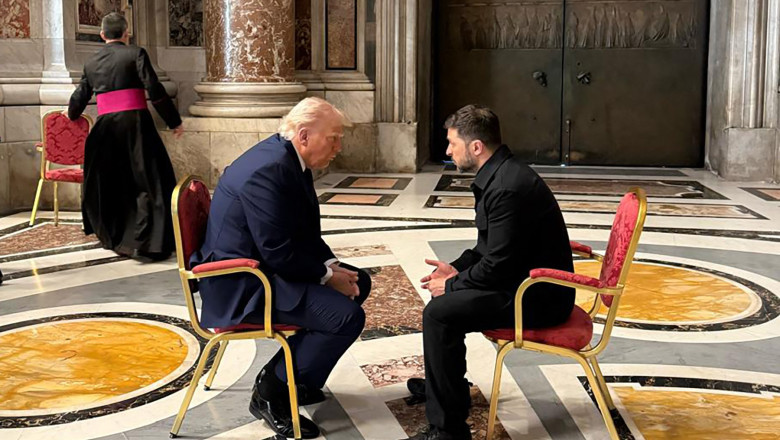 Zelenski si Trump s-au intalnit la funeraliile papei Francisc. Ce a spus presedintele ucrainean dupa intrevedere Imagine